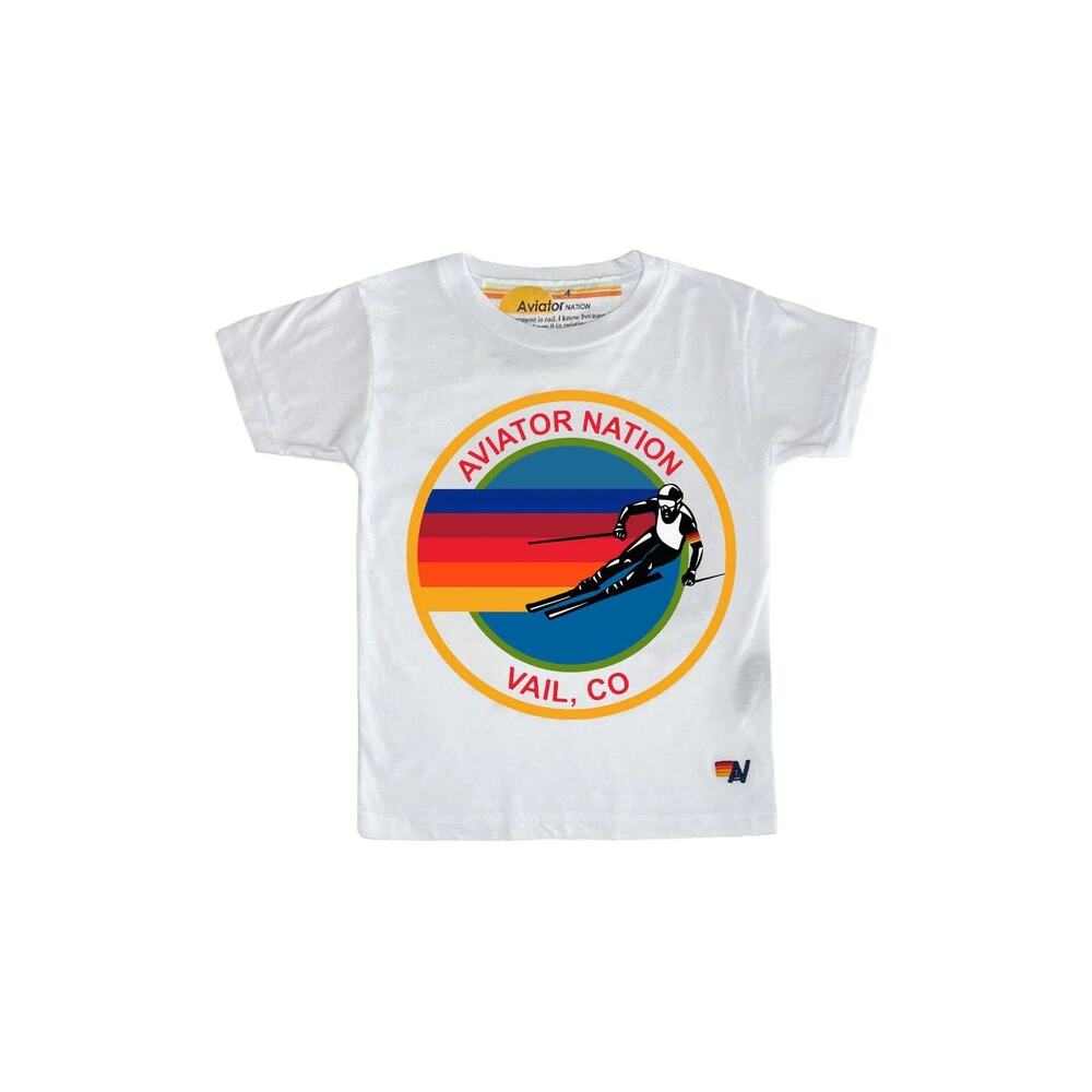 Aviator Nation Kids Vail Tee - White Size 10 Unisex Graphic